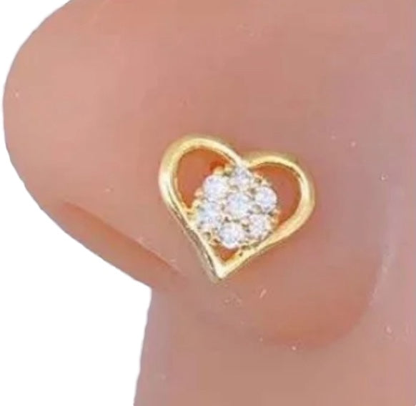 Icy heart nose ring