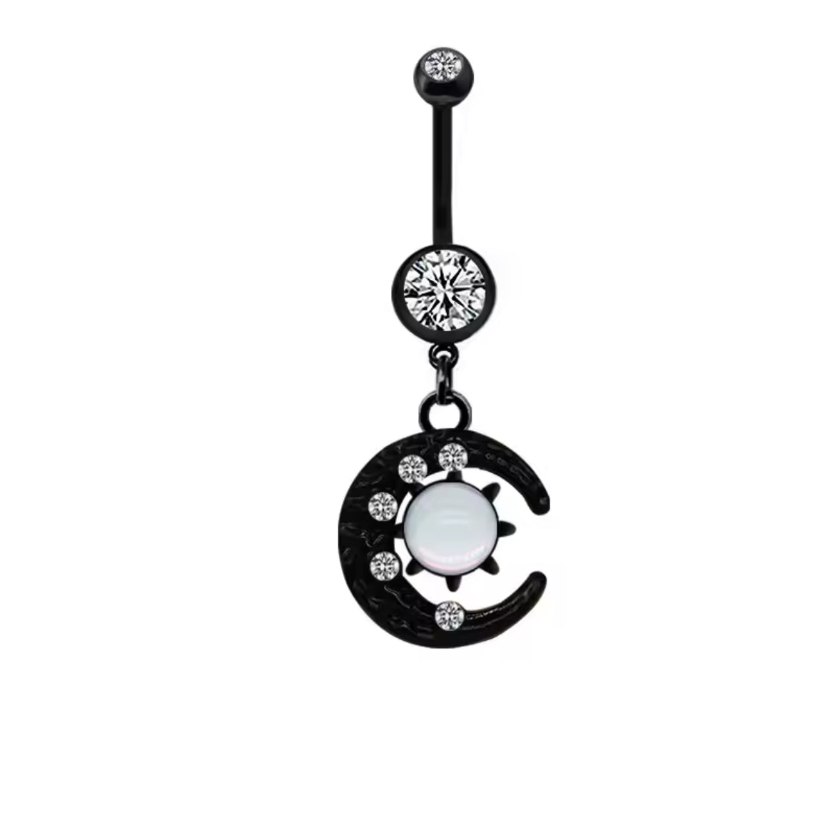 Black moon belly ring