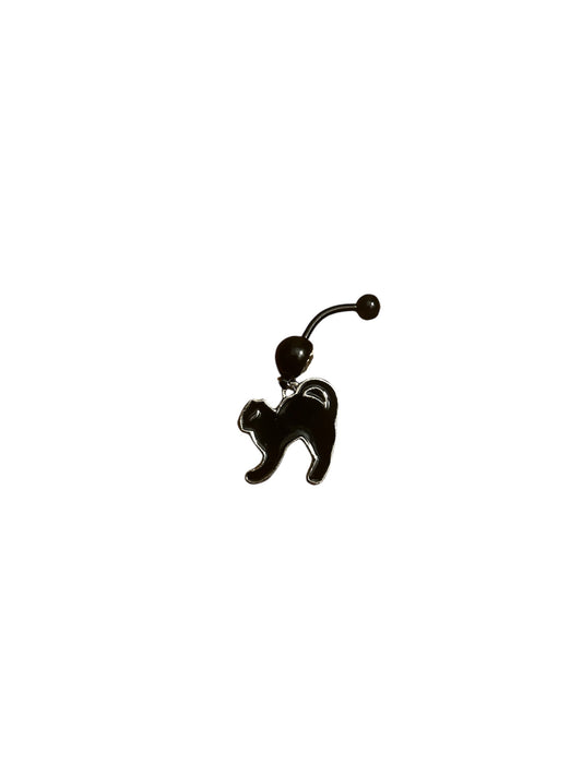 Black cat belly ring